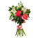 Bouquet of roses and alstroemerias with greenery. Burgas